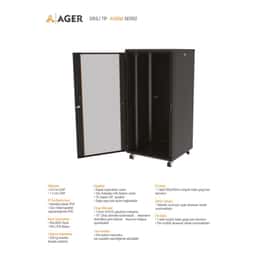 AGER Agena  12U W=600mm D=800mm 19''  Dikili Tip Kabinet - Küçük Görsel 2