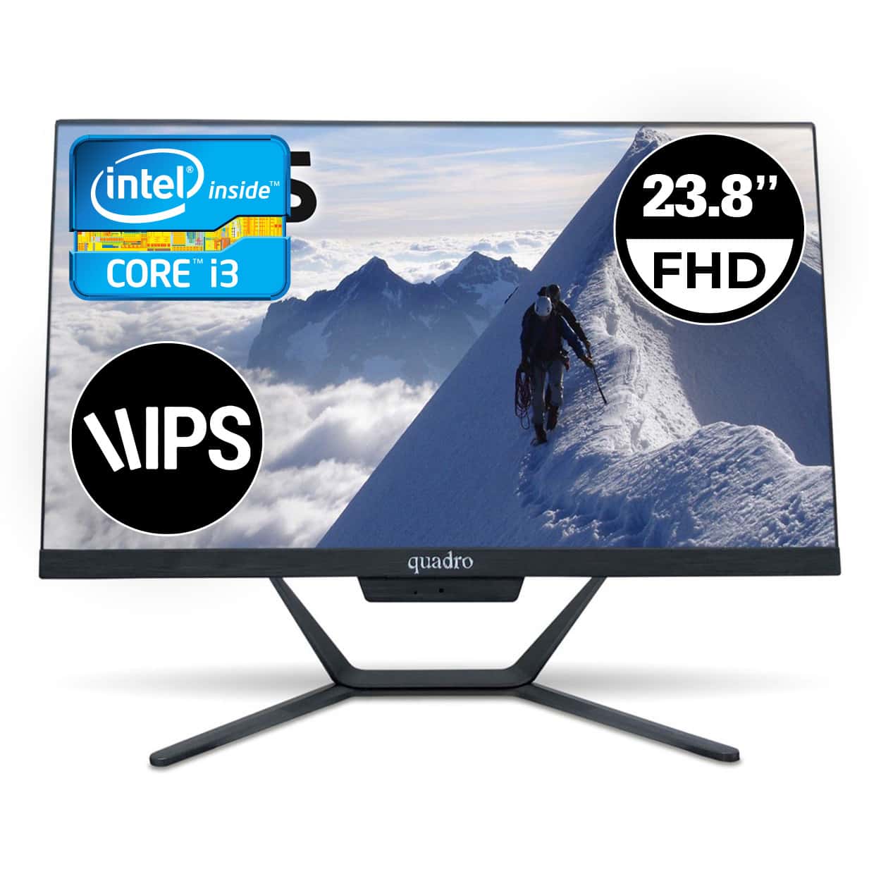 QUADRO STARK 23.8" i3-4130T 8GB 256SSD FDOS AIO - Görsel 1
