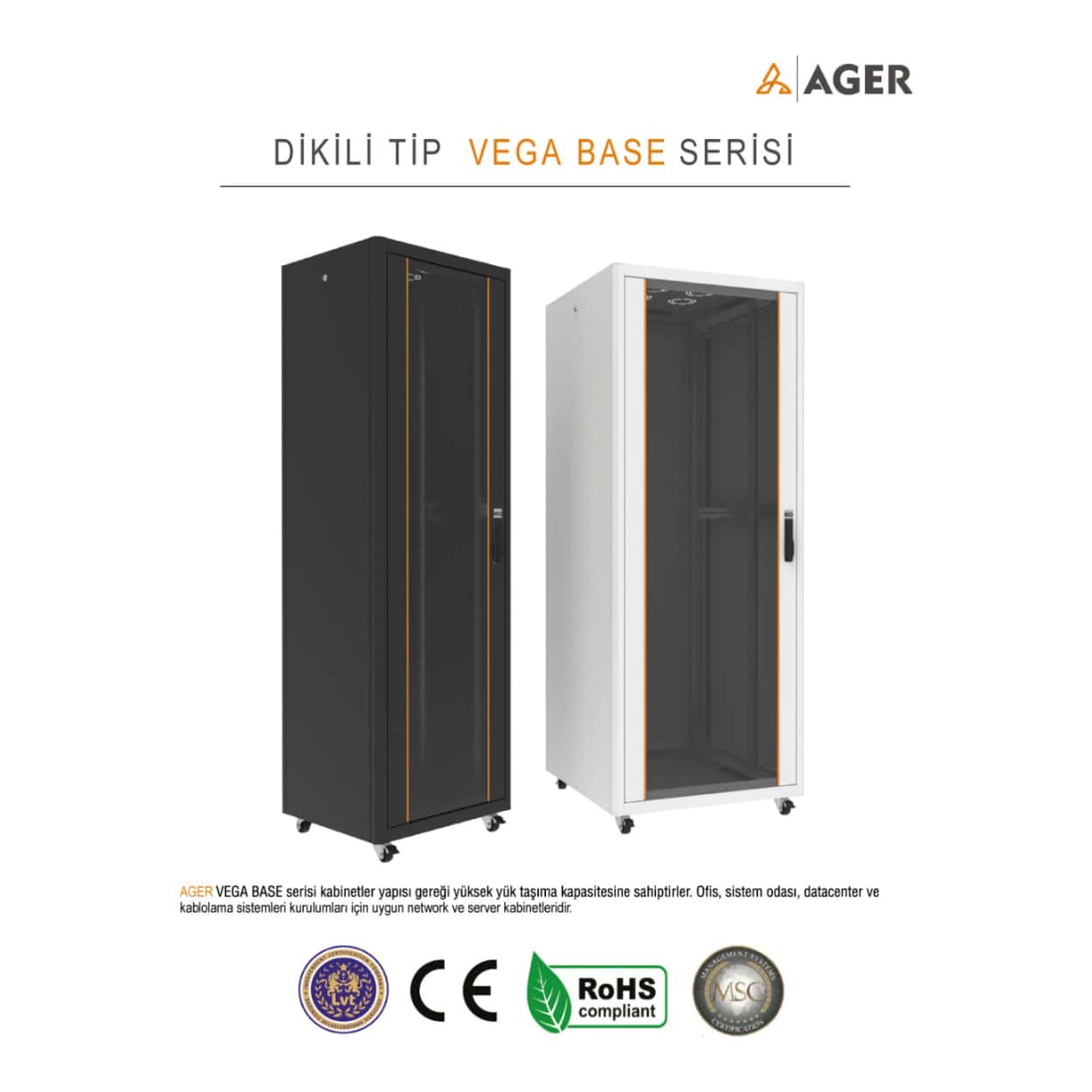 AGER Vega Base 32U W=800mm D=800mm 19''  Dikili Tip Kabinet - Görsel 1