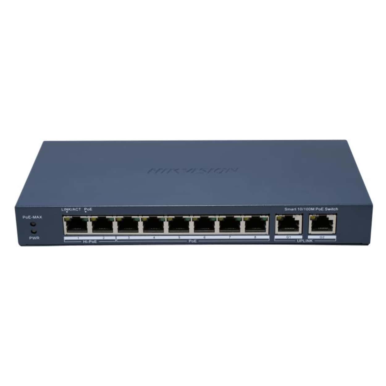 HIKVISION DS-3E1310HP-EI(B) 8FE PoE Port (110W) 2 x Gigabit Uplink Switch - Görsel 1