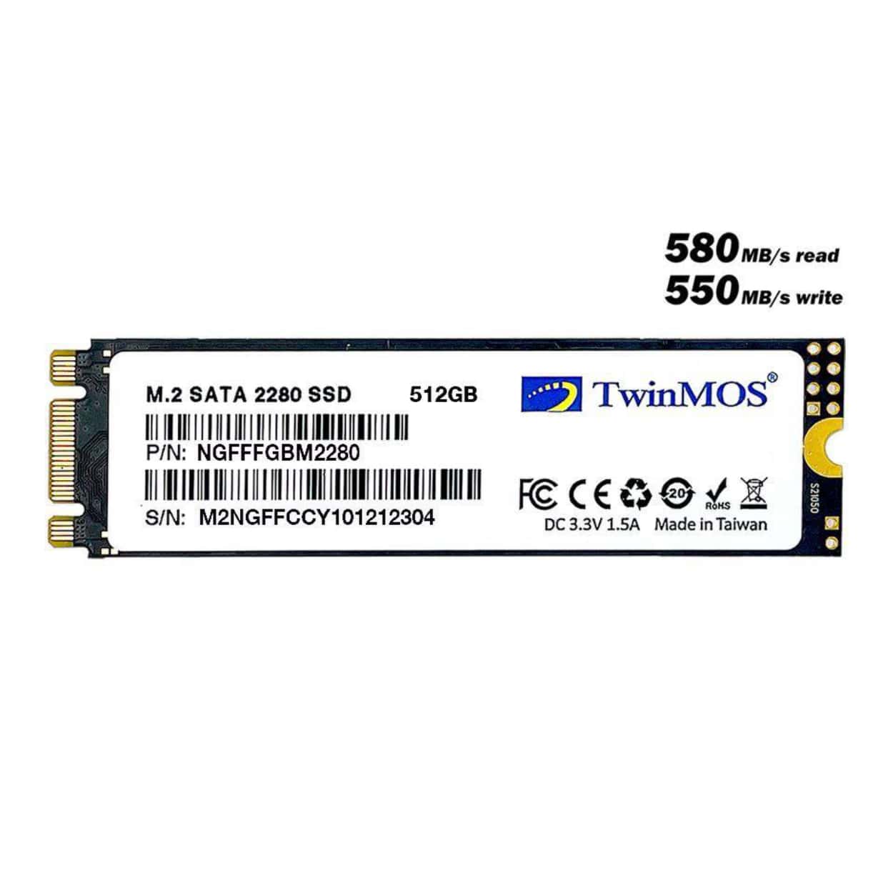 TwinMOS 512GB M.2 2280 SATA3 SSD (580Mb-550Mb/s) 3DNAND - Görsel 1