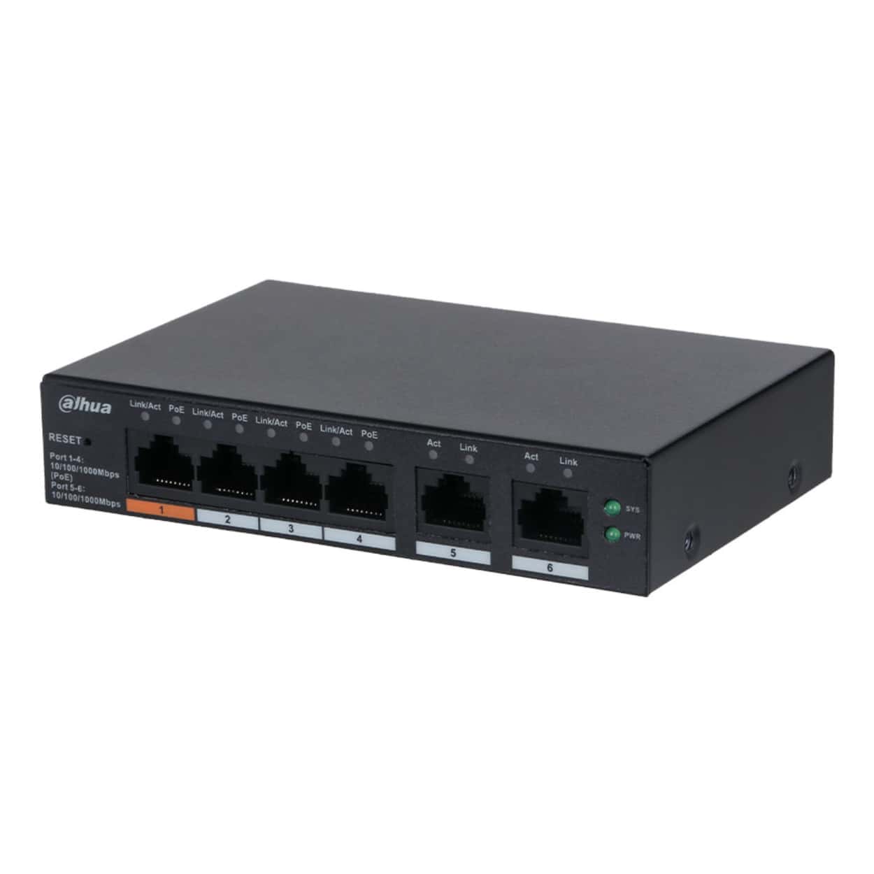 DAHUA CS4006-4GT-60 4GE PoE Port (60W), 2GE Uplink Cloud Managed Desktop Switch - Görsel 1