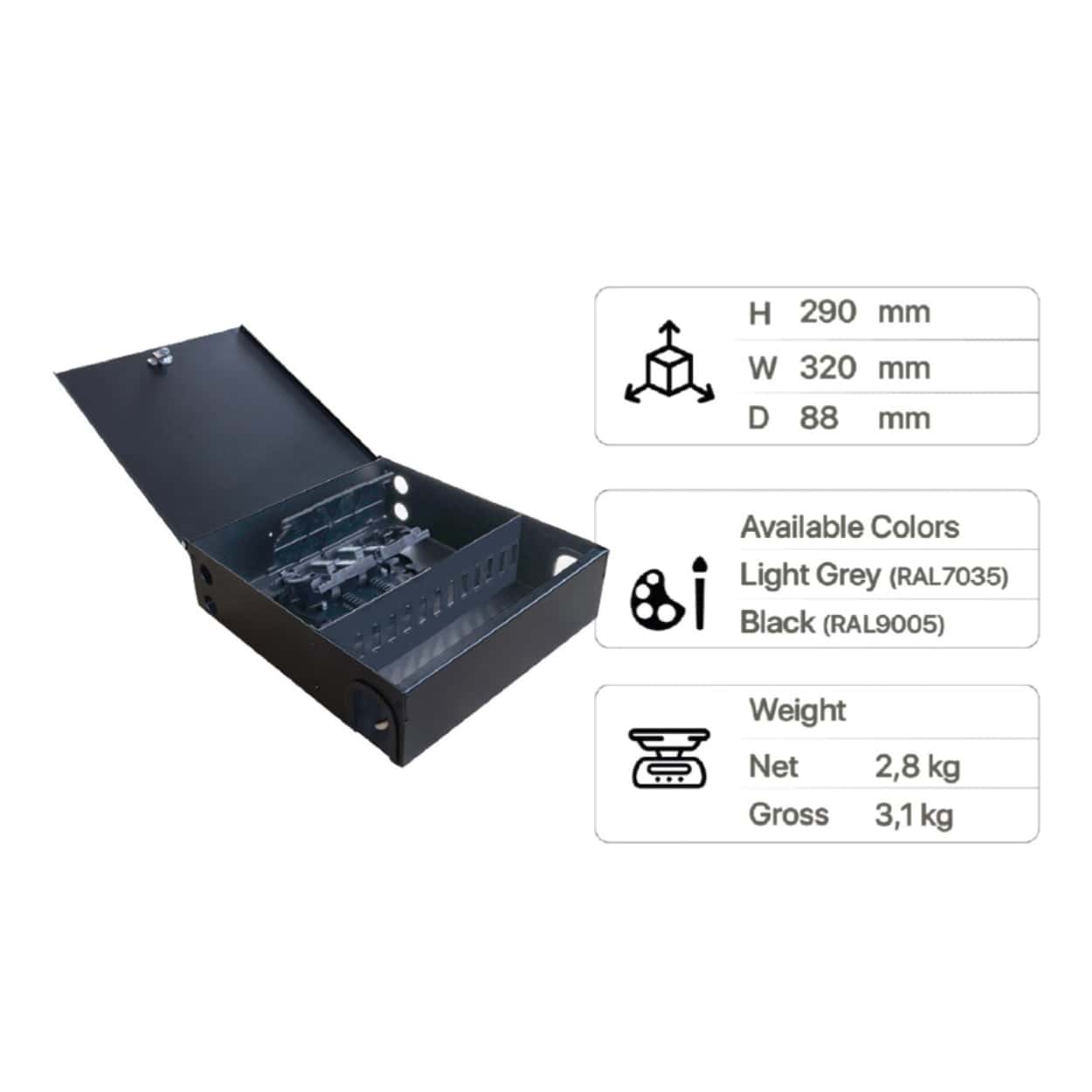 Erat Fiber 12 Port SC DX Small Duvar Tipi Fiber Panel - Görsel 2