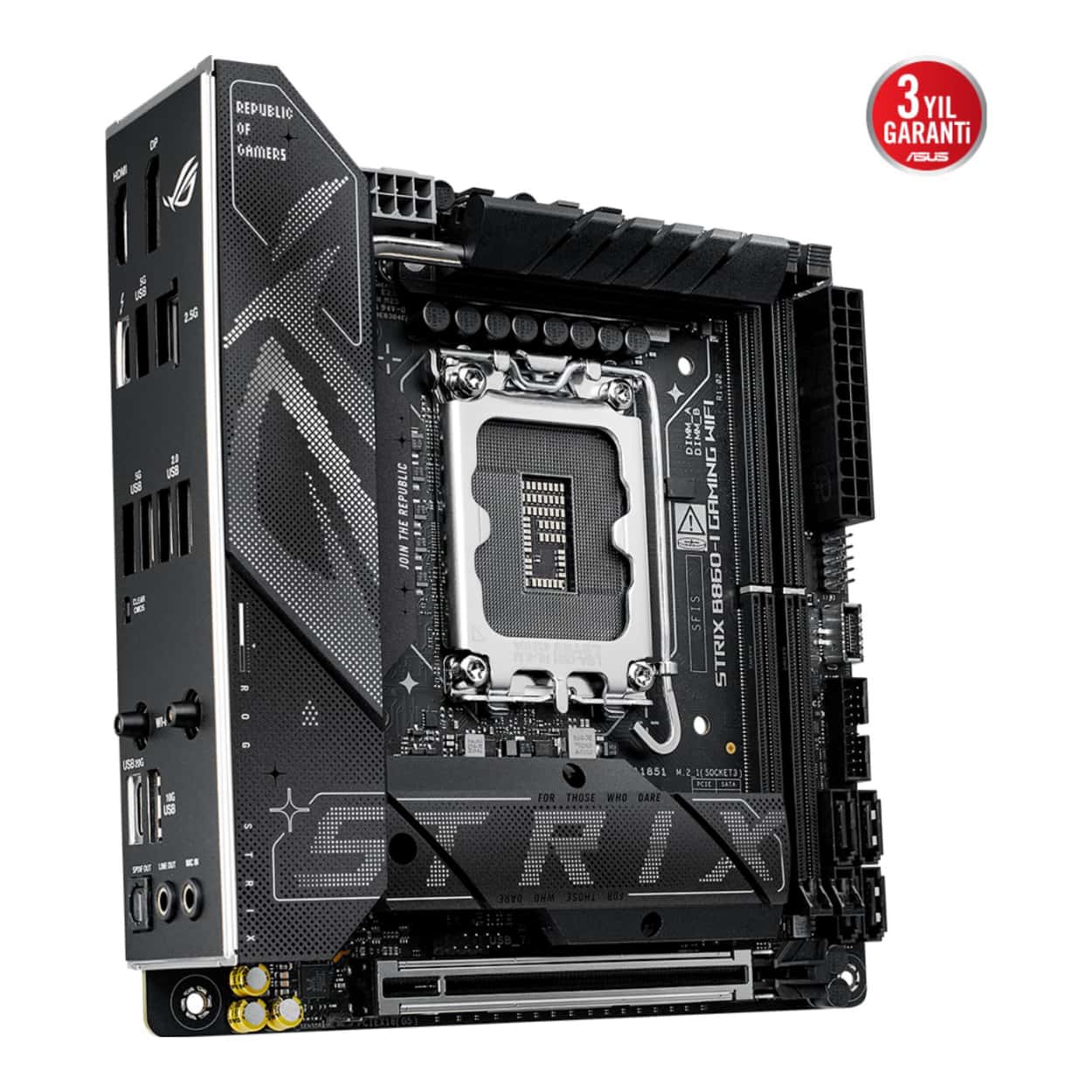 ASUS ROG STRIX B860-I GAMING WIFI LGA1851 DDR5 8800 WiFi7+BT AURA RGB 2.5GLAN Mi - Görsel 3