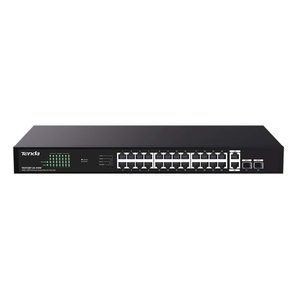TENDA TEG1128P-24-410W 24GE PoE Port (410W), 2x Uplink, 2x SFP Switch - Görsel 1