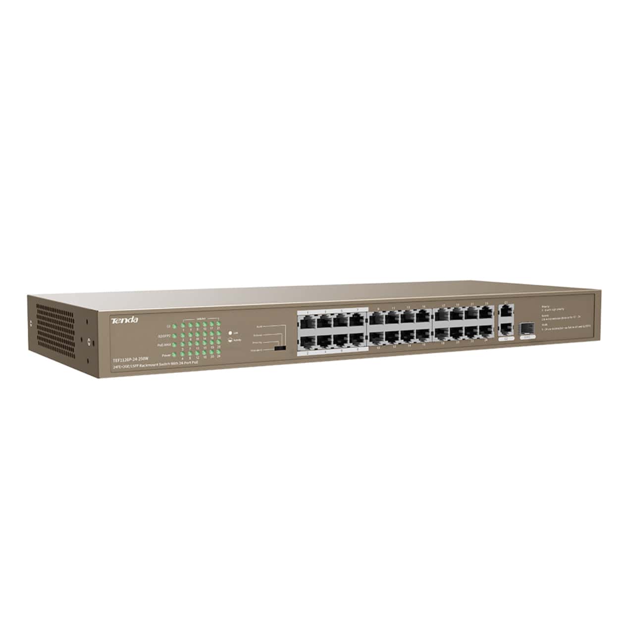TENDA TEF1126P-24-250W 24FE PoE Port (250W), 1GE Uplink, 1xCombo SFP Switch - Görsel 3