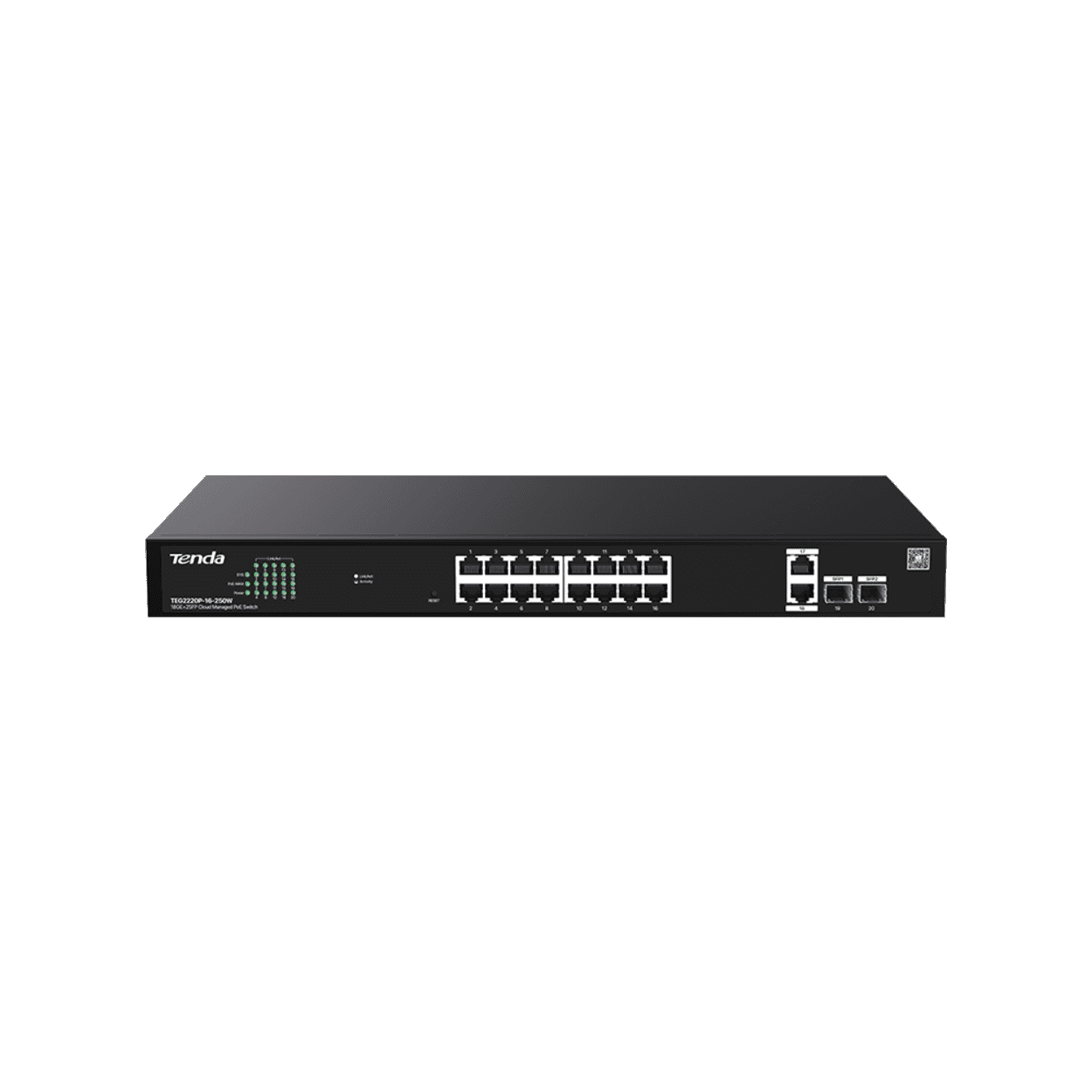 TENDA TEG2220P-16-250W 16GE PoE Port (250W), 2x Uplink, 2xSFP Cloud Yönetilebili - Görsel 1