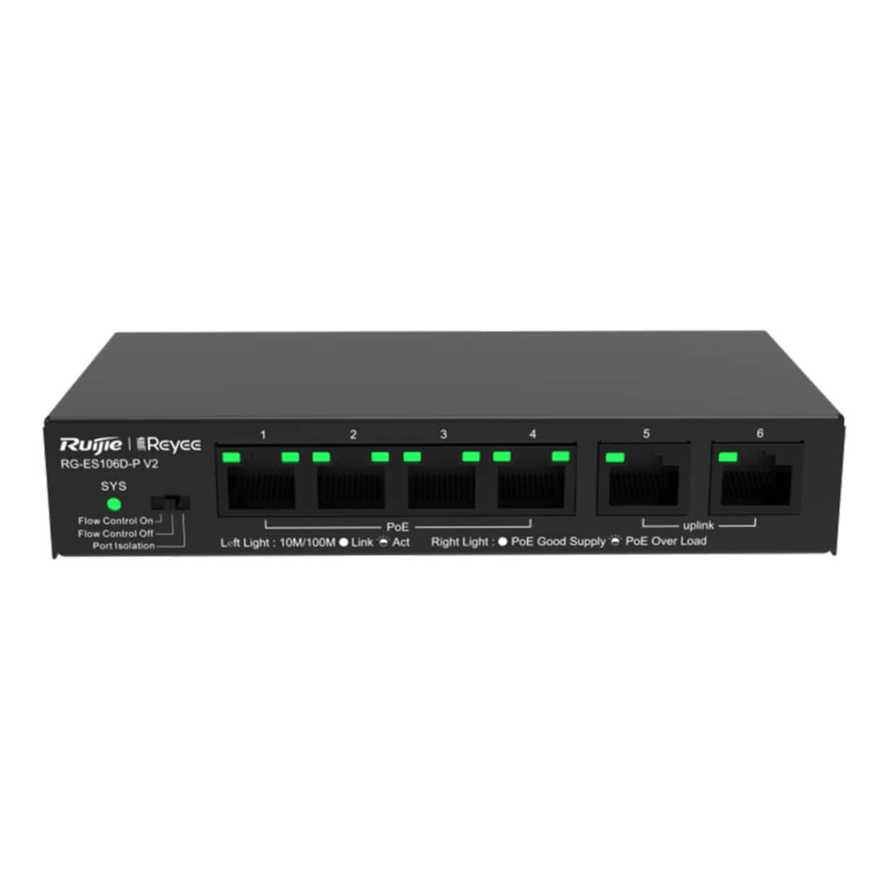 RUIJIE REYEE RG-ES106D-P 4FE Port 54W Poe, 2xFE Uplink Switch - Görsel 2