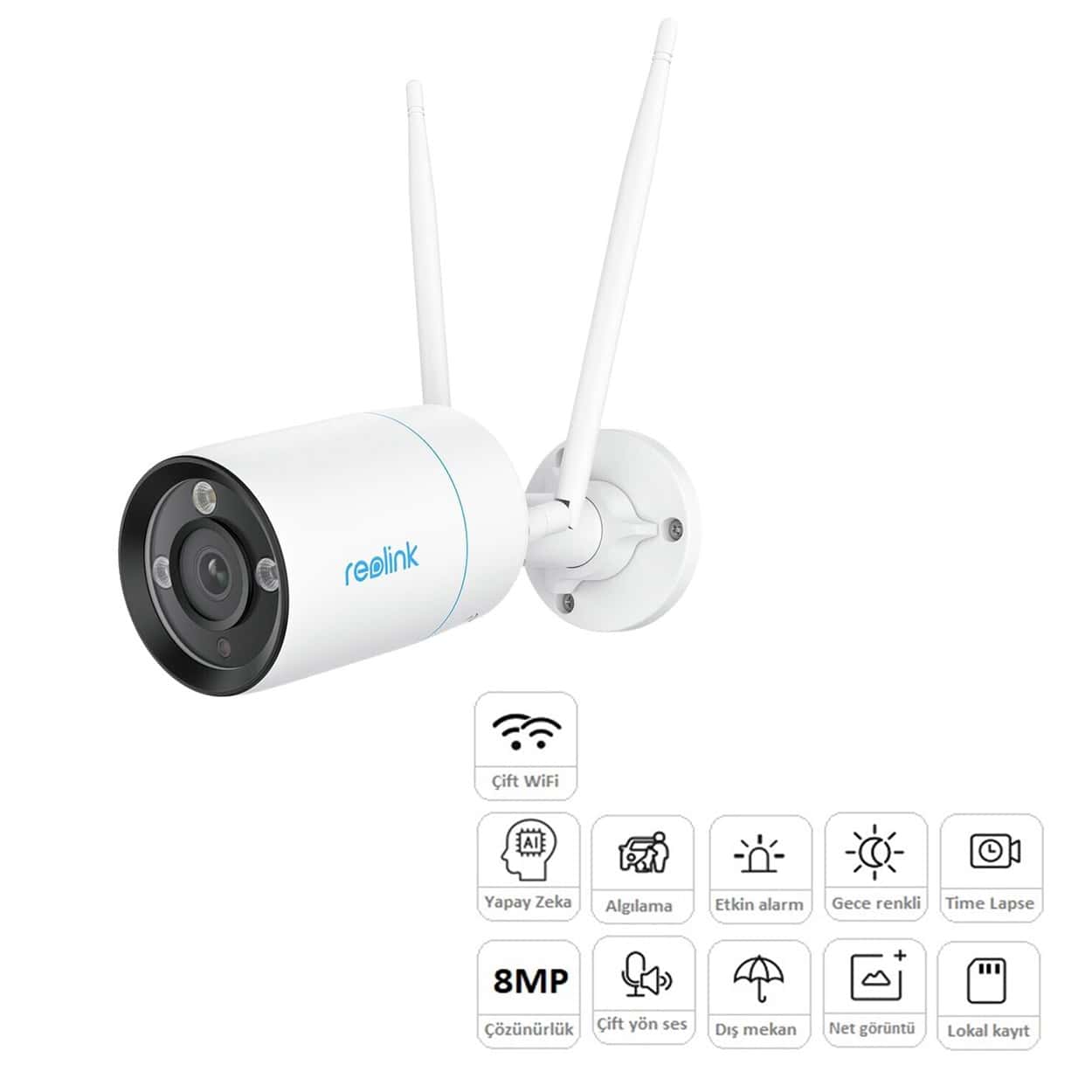 REOLINK RLC-810WA 8MP 2.8mm WiFi AI Bullet Kamera - Görsel 1