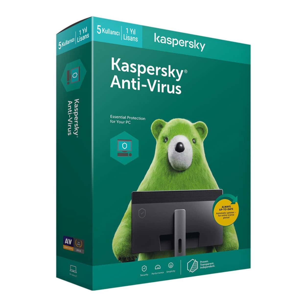 KASPERSKY ANTIVIRUS 5 KULLANICILI TR 1 YIL DVD - Görsel 1