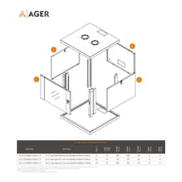 AGER Agena Flat Duvar Tipi Kabinet Demonte, 7U, 600x600mm (AGER Agena Flat 7U) - Küçük Görsel 2