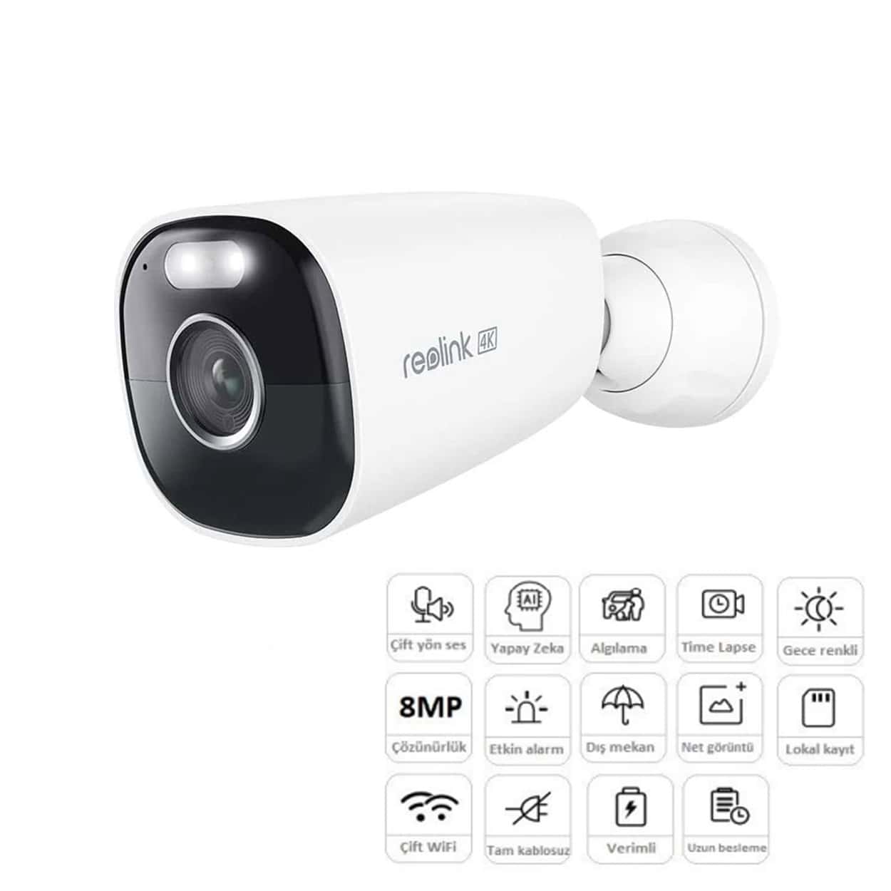 REOLINK ARGUS ECO ULTRA 4K 8MP Dual Lens 180° Wİ-Fİ (Renkli) - Görsel 1