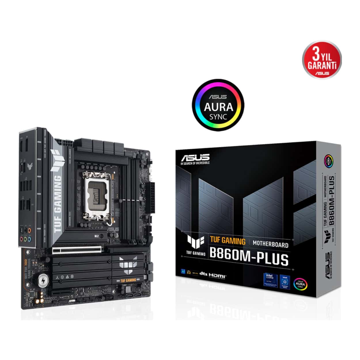 ASUS TUF GAMING B860M-PLUS LGA1851 DDR5 8800 Type-C 3x M2 AURA RGB 2.5Gbit LAN m - Görsel 1