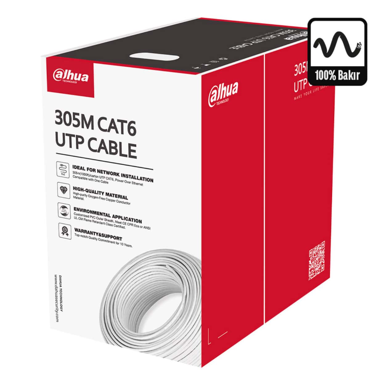 DAHUA PFM920I-6UN-C 305m Cat6 UTP 0.53 mm +PVC (%100 BAKIR ) KABLO - Görsel 1