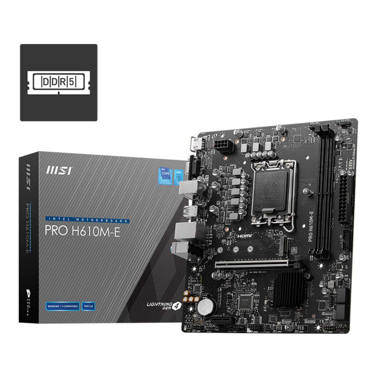 MSI PRO H610M-E SOKET 1700 DDR5 5600MHZ(OC) HDMI VGA M.2 USB3.2 1x 1G LAN mAT - Görsel 1