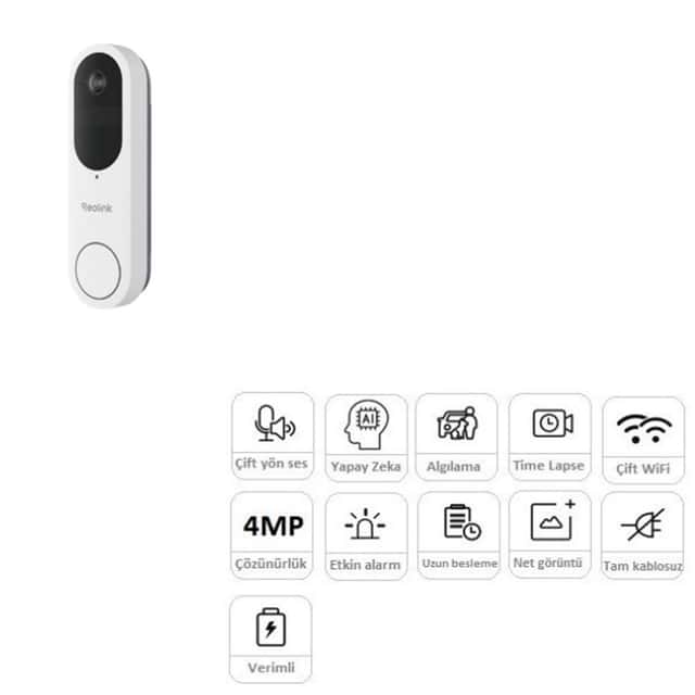 REOLINK DOORBELL D340W 5MP 2K KABLOLU WIFI GÖRÜNTÜLÜ KAPI ZİLİ