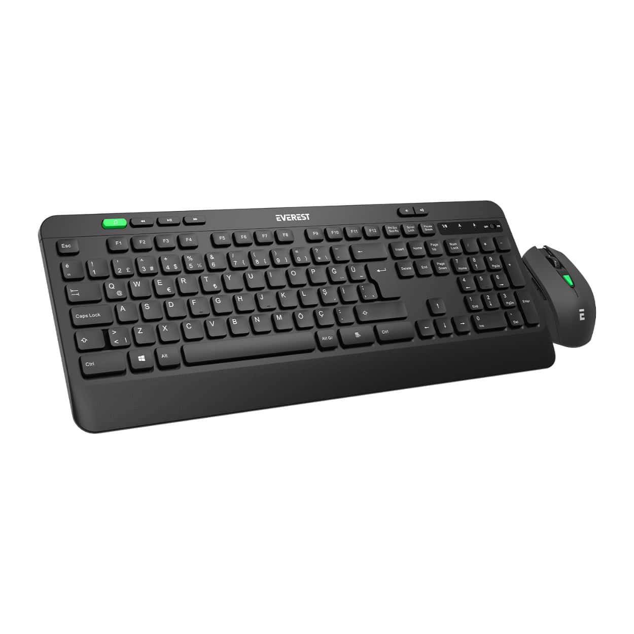 EVEREST KM-2620 USB Sessiz Switch Kablosuz Siyah Q Multimedia Klavye + Mouse - Görsel 2