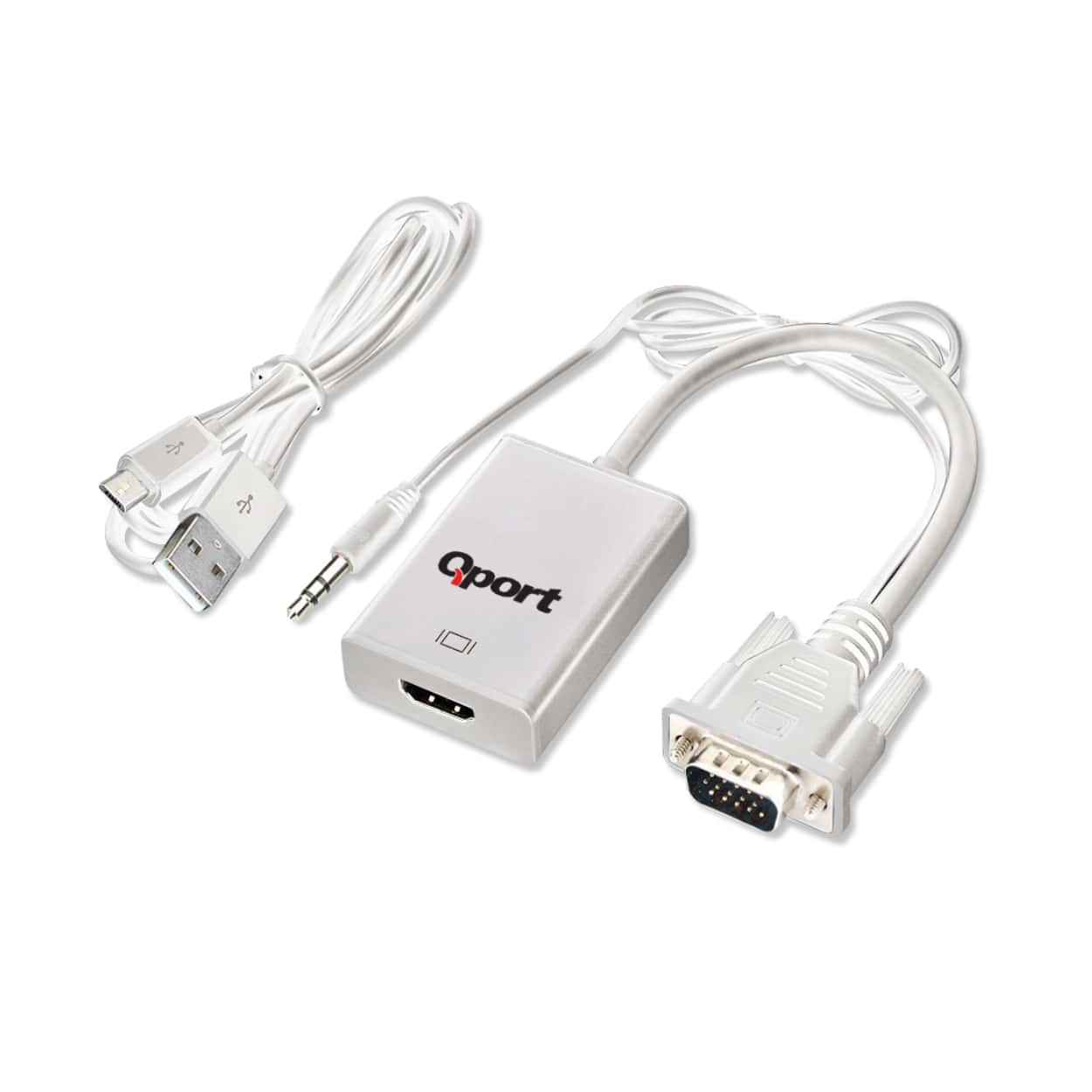 QPORT VGA to HDMI ÇEVİRİCİ + SES KABLOSU (VGA + HDMI -) (Q-VH) - Görsel 2