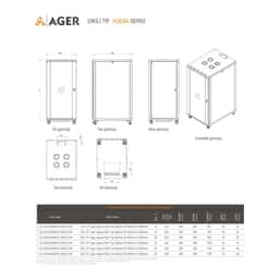 AGER Agena  22U W=600mm D=800mm 19''  Dikili Tip Kabinet - Küçük Görsel 4