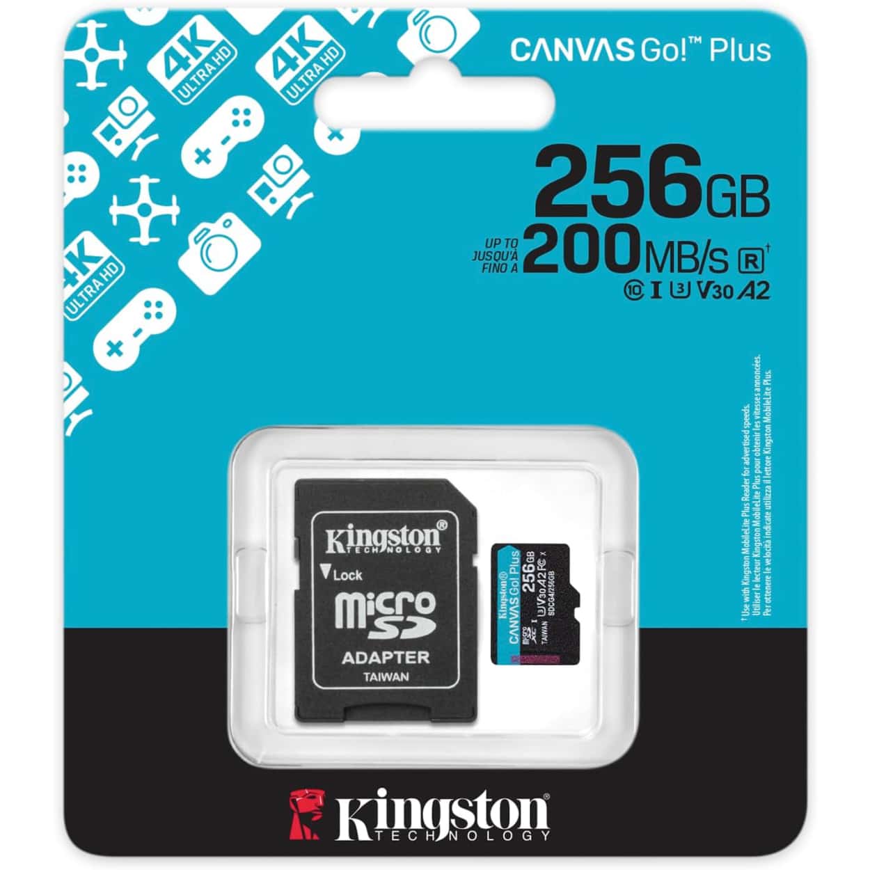 KINGSTON 256GB CanvasGo+ microSDXC 200MB/s A2 U3 V30 Card + Adaptör - Görsel 1