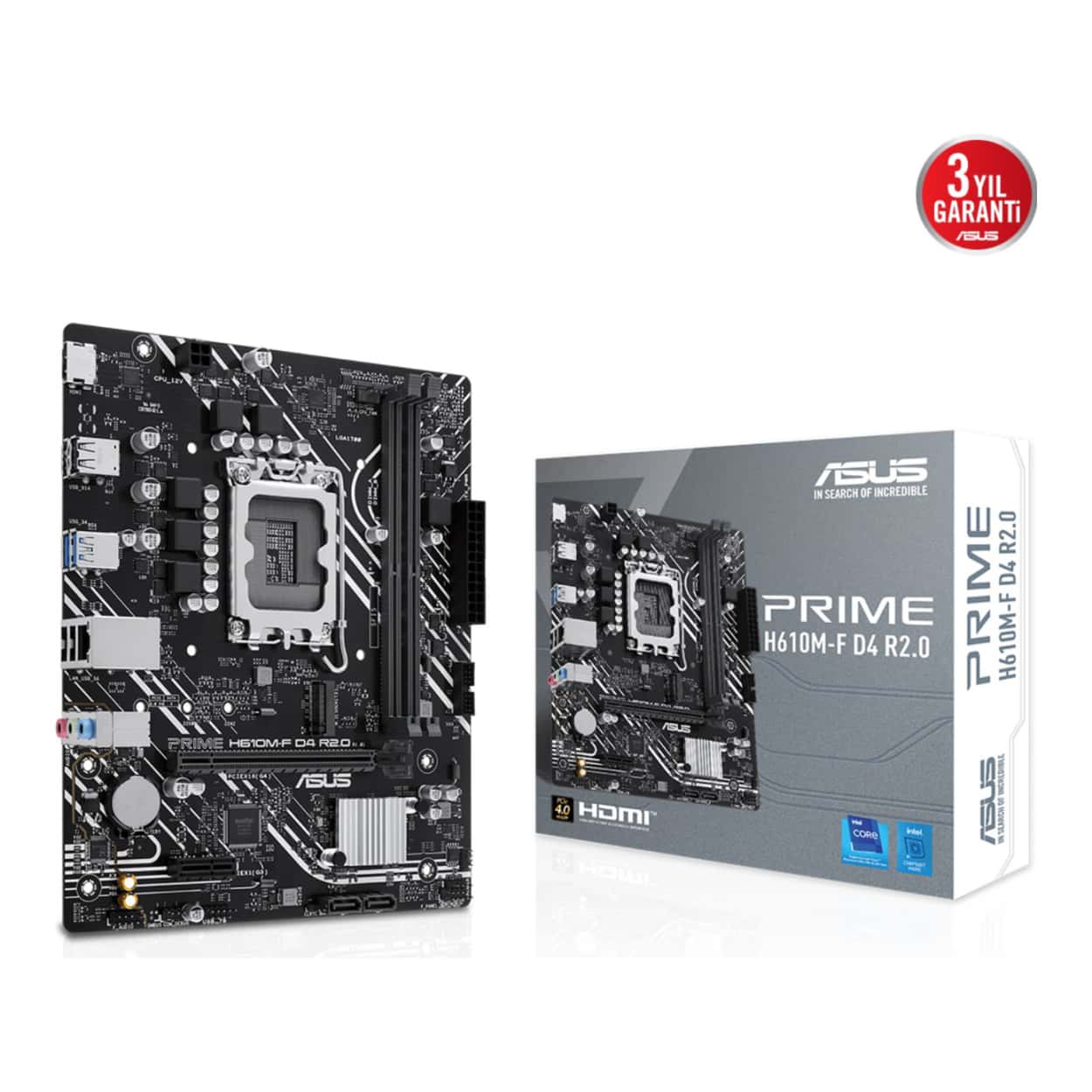 ASUS PRIME H610M-F D4 R2.0 LGA1700 DDR4 3200 HDMI M2 USB3.2 mATX - Görsel 1