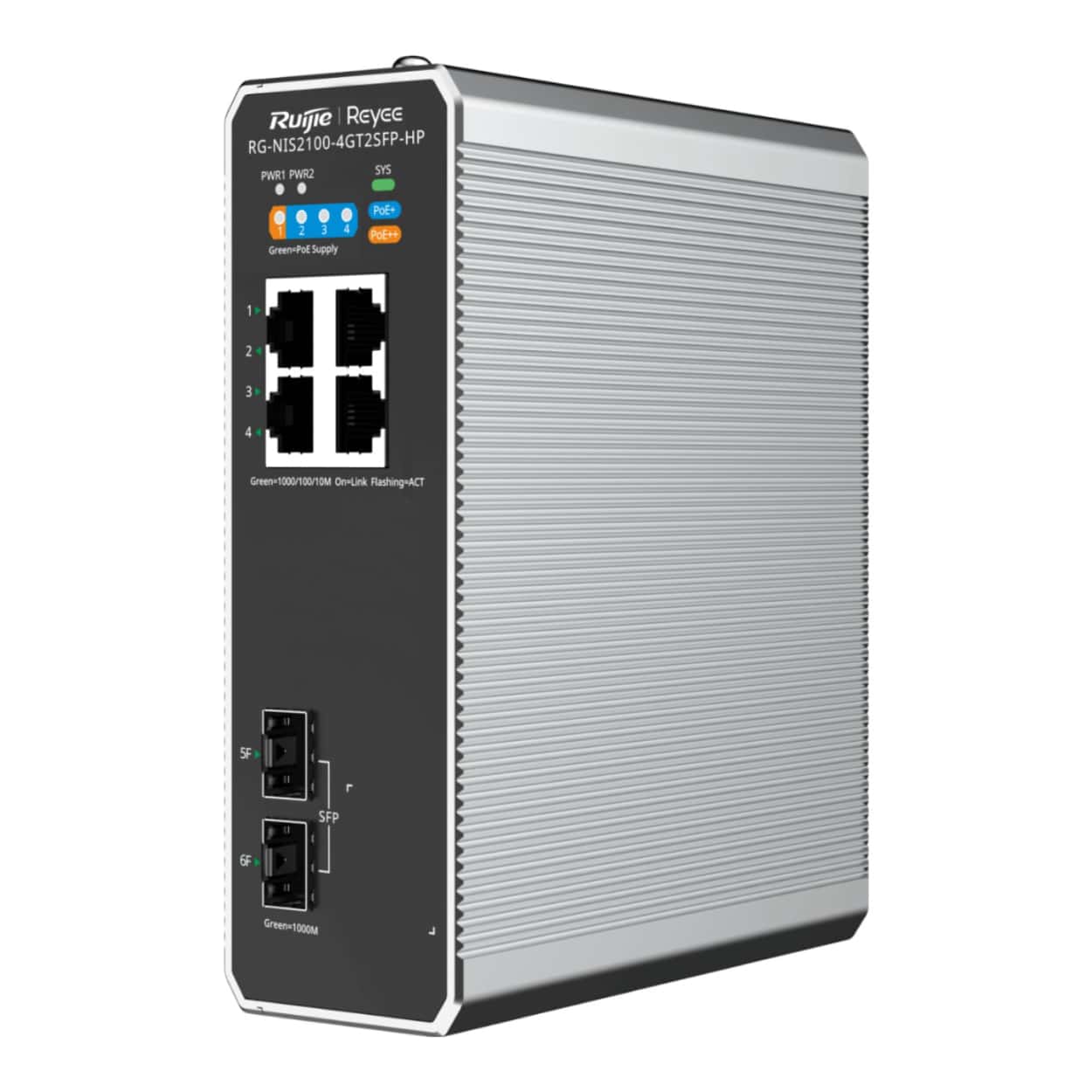 RUIJIE REYEE RG-NIS2100-4GT2SFP-HP 4GE PoE/PoE+,2GE SFP,180W Endüstriyel Cloud - Görsel 1