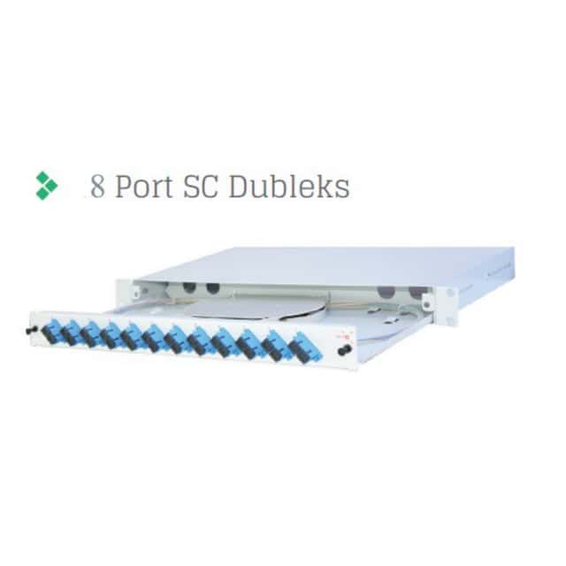 Full Set 8 Fiberli SM SC DX 1U Rack Tipi Fiber Panel