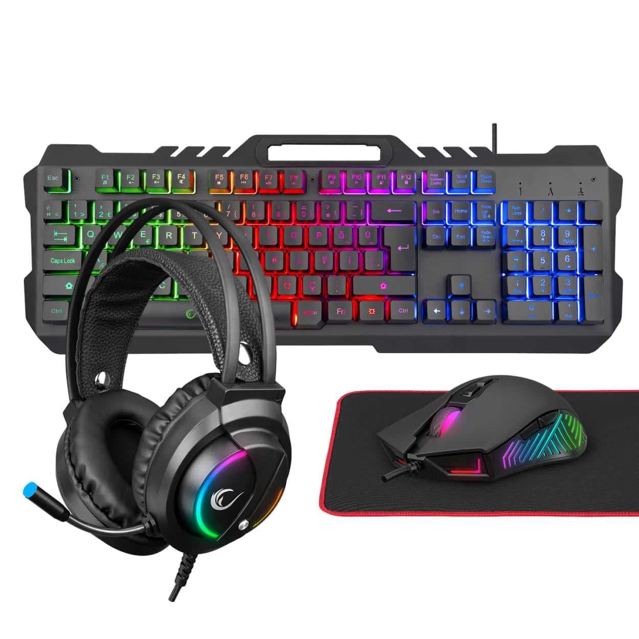 RAMPAGE FITMENT KM-GX7 Aydınlatmalı Gaming Q Klavye + Kulaklık + Mouse + Pad - Görsel 1