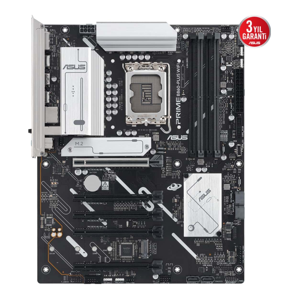 ASUS PRIME B860-PLUS WIFI LGA1851 DDR5 8200 WiFi 6E+BT AURA RGB 2.5Gbit LAN ATX - Görsel 2