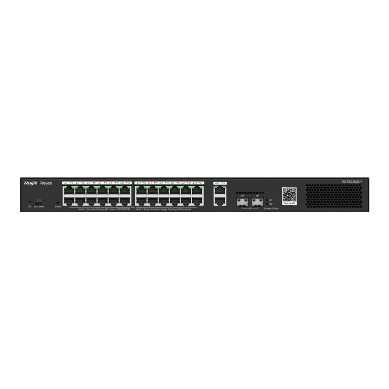 RUIJIE REYEE RG-ES228GS-P 24GE Port 370W Poe,2GE SFP,2GE RJ-45  Uplink Yönetil - Görsel 3