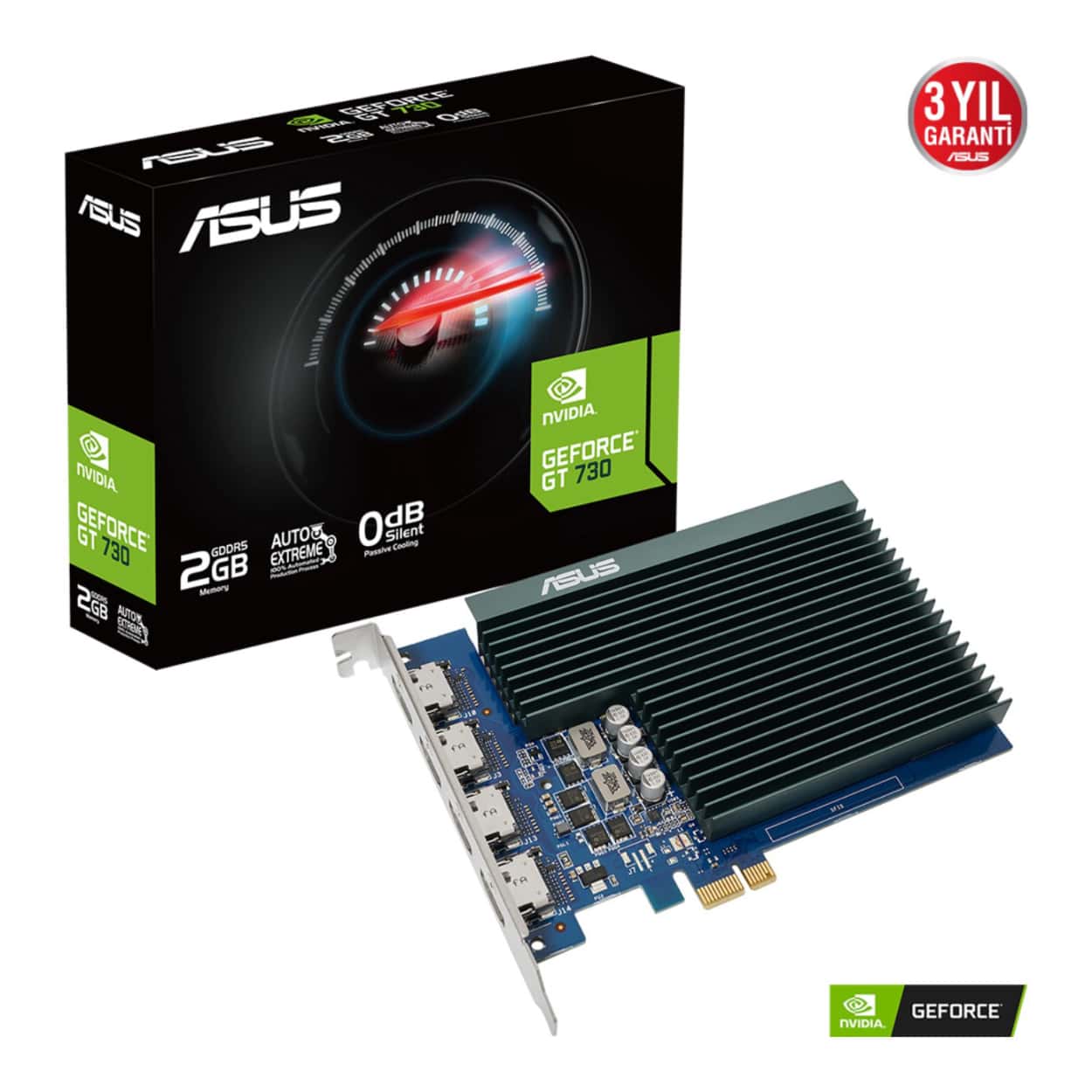 2 GB ASUS GT730-4H-SL-2GD5 GDDR5 Low Profile 64bit - Görsel 1