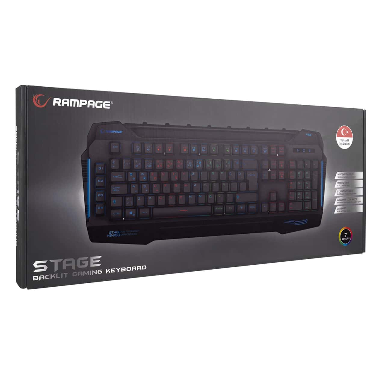 RAMPAGE KB-R63 STAGE 4 Makro Fonksiyon Sese Duyarlı Işıklı RGB Q USB Oyuncu Klav - Görsel 5