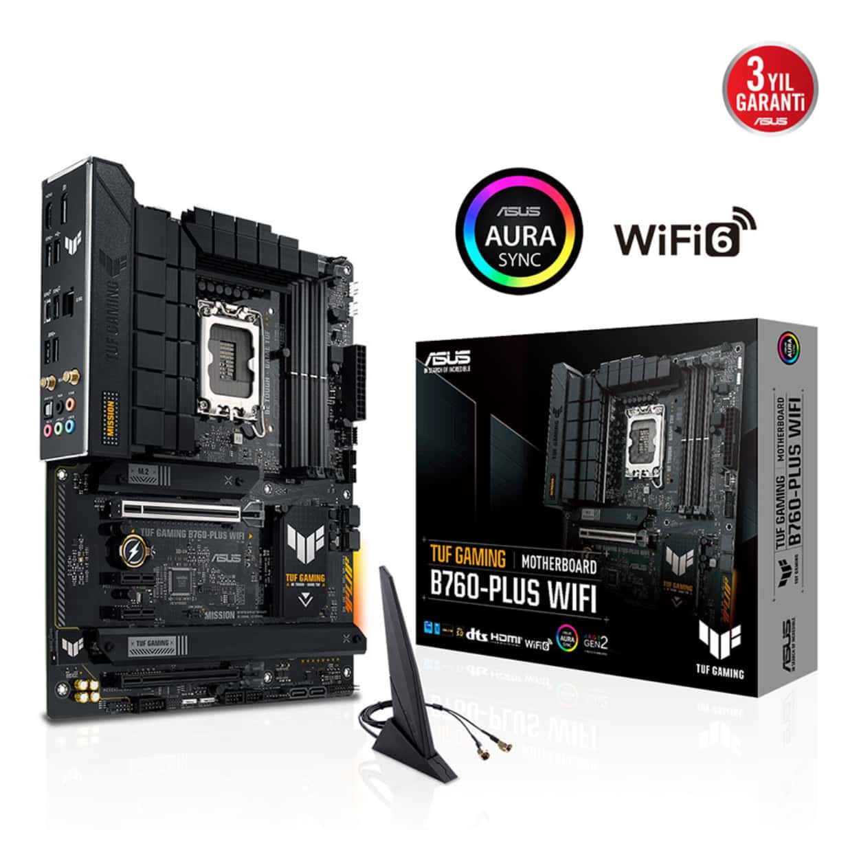 ASUS TUF GAMING B760-PLUS WIFI Intel B760 LGA1700 DDR5 7200 DP HDMI 3x M2 USB3.2 - Görsel 1