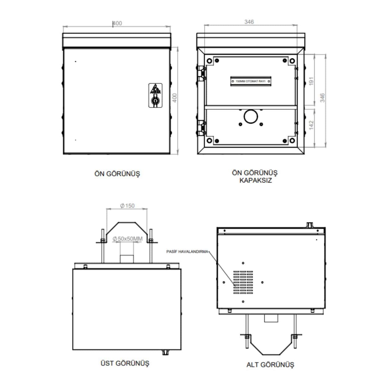 AGER MİNİMOBESE 400x300x400 ÇİFT CİDARLI OUTDOOR KABİNET+DİREK MONTAJ KİTİ - Görsel 2